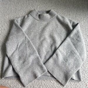 J. Crew Light Gray Ribbed Knit Sweater